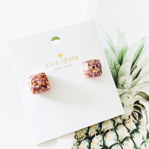 kate spade Jewelry - Kate Spade Mini Glitter Stud Earrings Rose, NWT